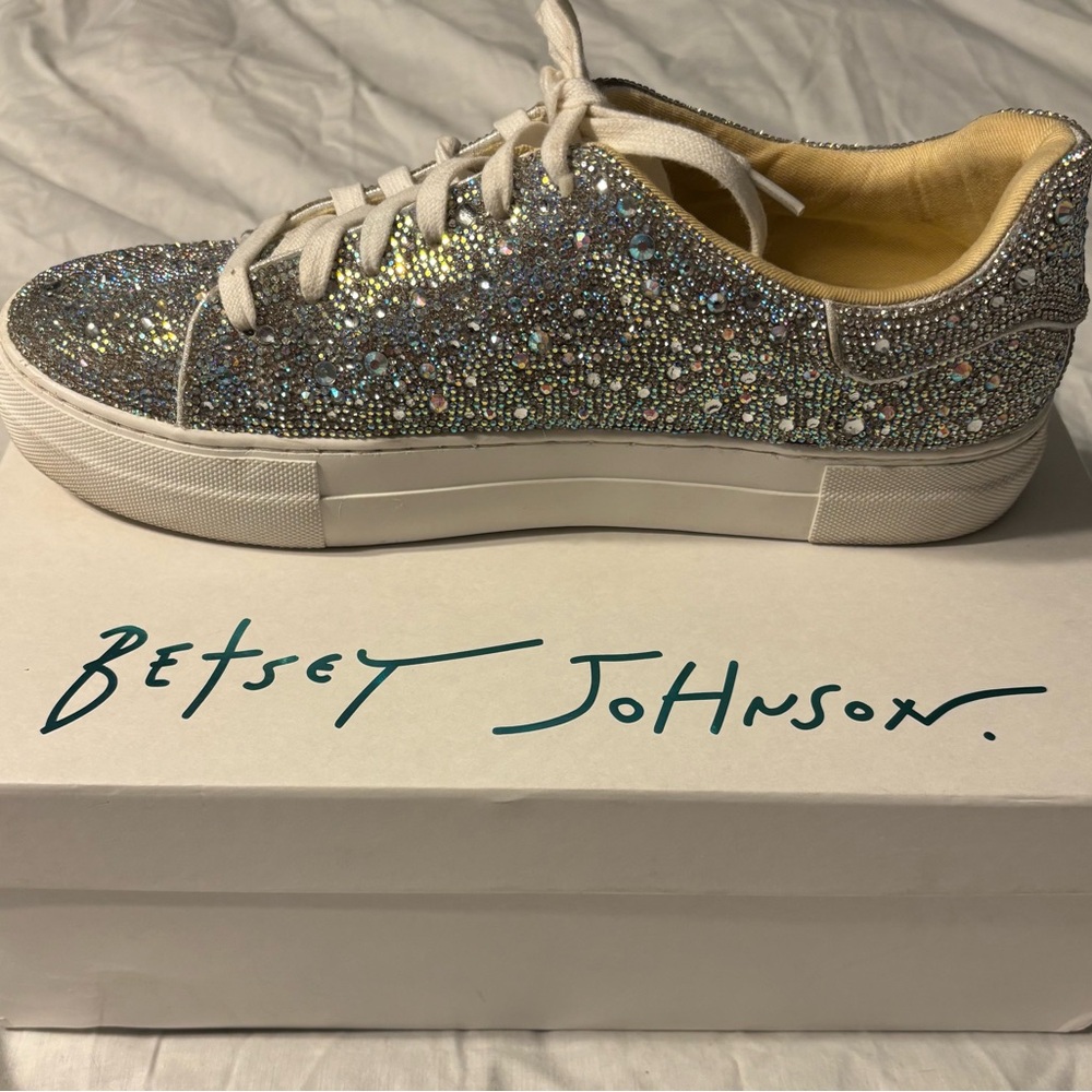 Betsey Johnson Silver Glitter Sneakers Fashion